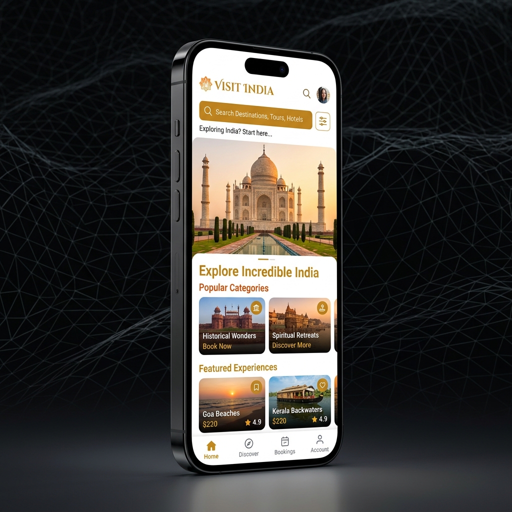 Visit India Mobile App Mockup